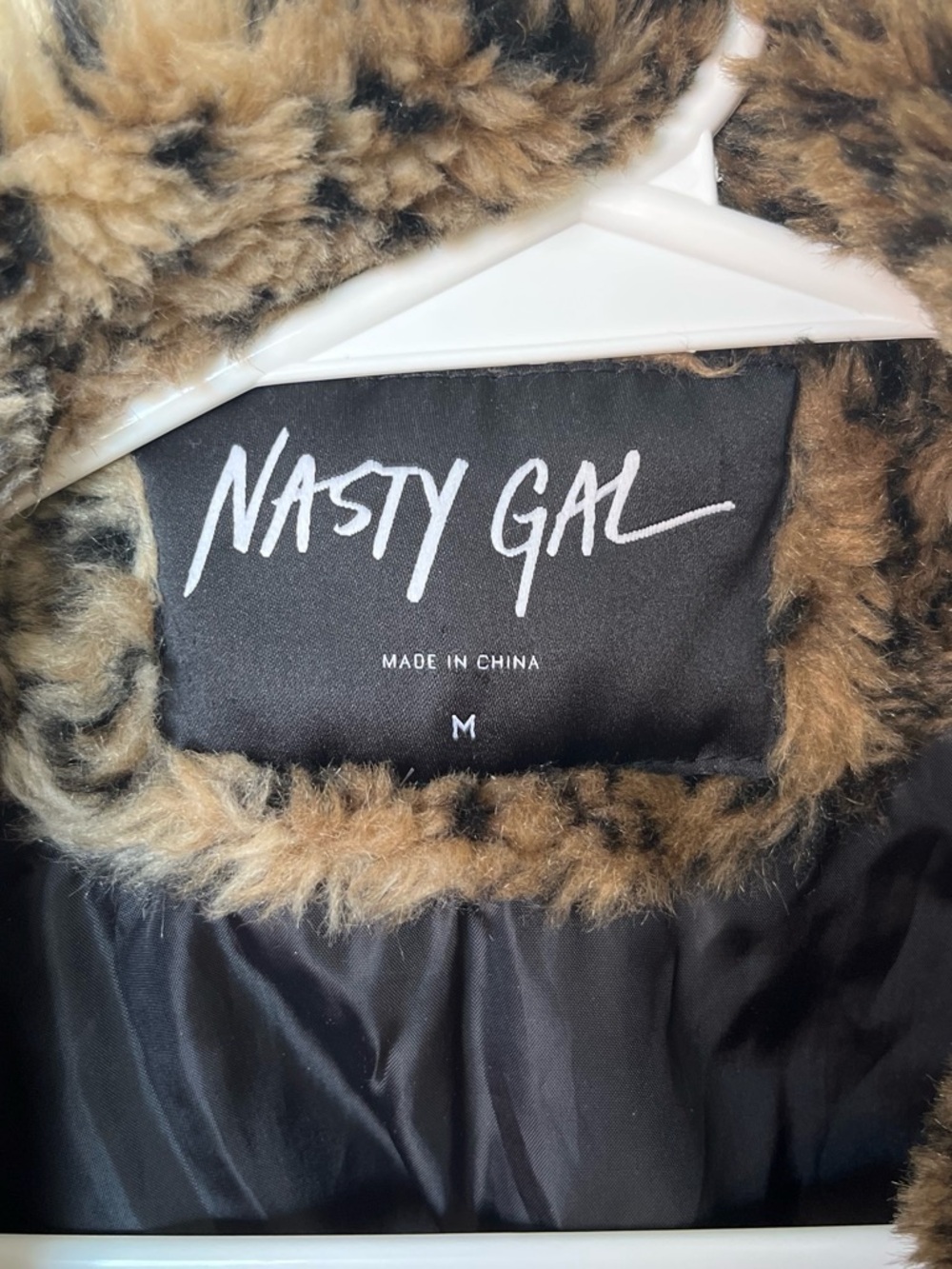 Nasty Gal Leopard Print Faux Fur Teddy Coat - Brown & Black - Picture 3 of 4